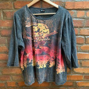 Halloween Novelty Cropped Long Sleeved Tee T-shirt